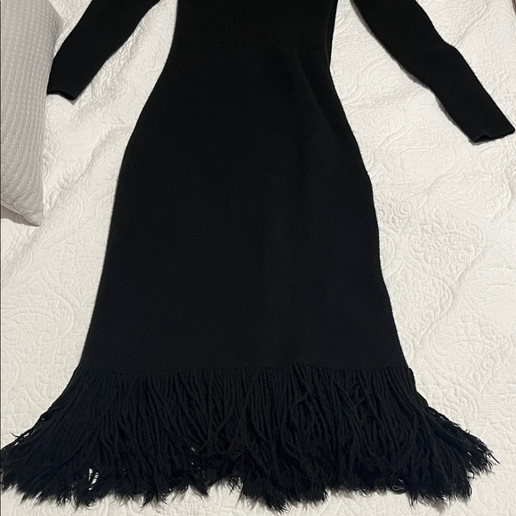 Eudon Choi Long Sleeve Black Knit Fringe Dress - Picture 9 of 9